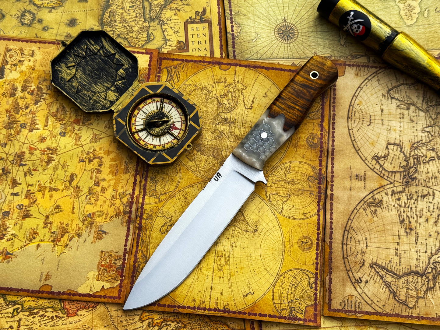 UA Camp Quest - Handmade 12 Inches Camping Knife with Sheath