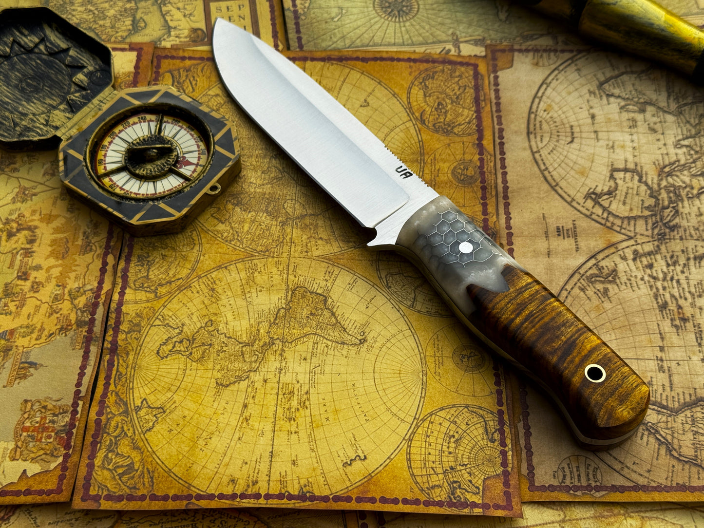 UA Camp Quest - Handmade 12 Inches Camping Knife with Sheath
