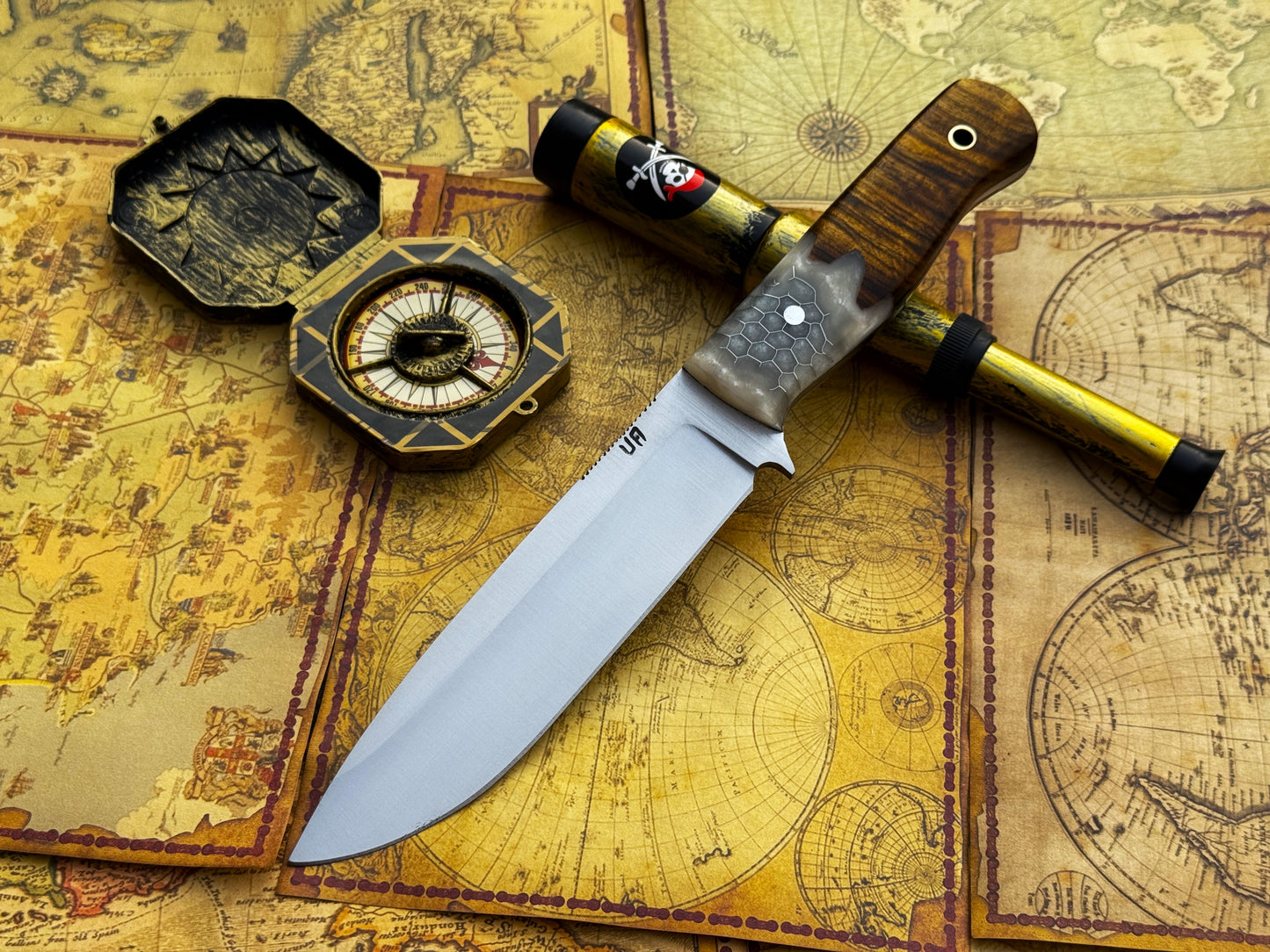 UA Camp Quest - Handmade 12 Inches Camping Knife with Sheath