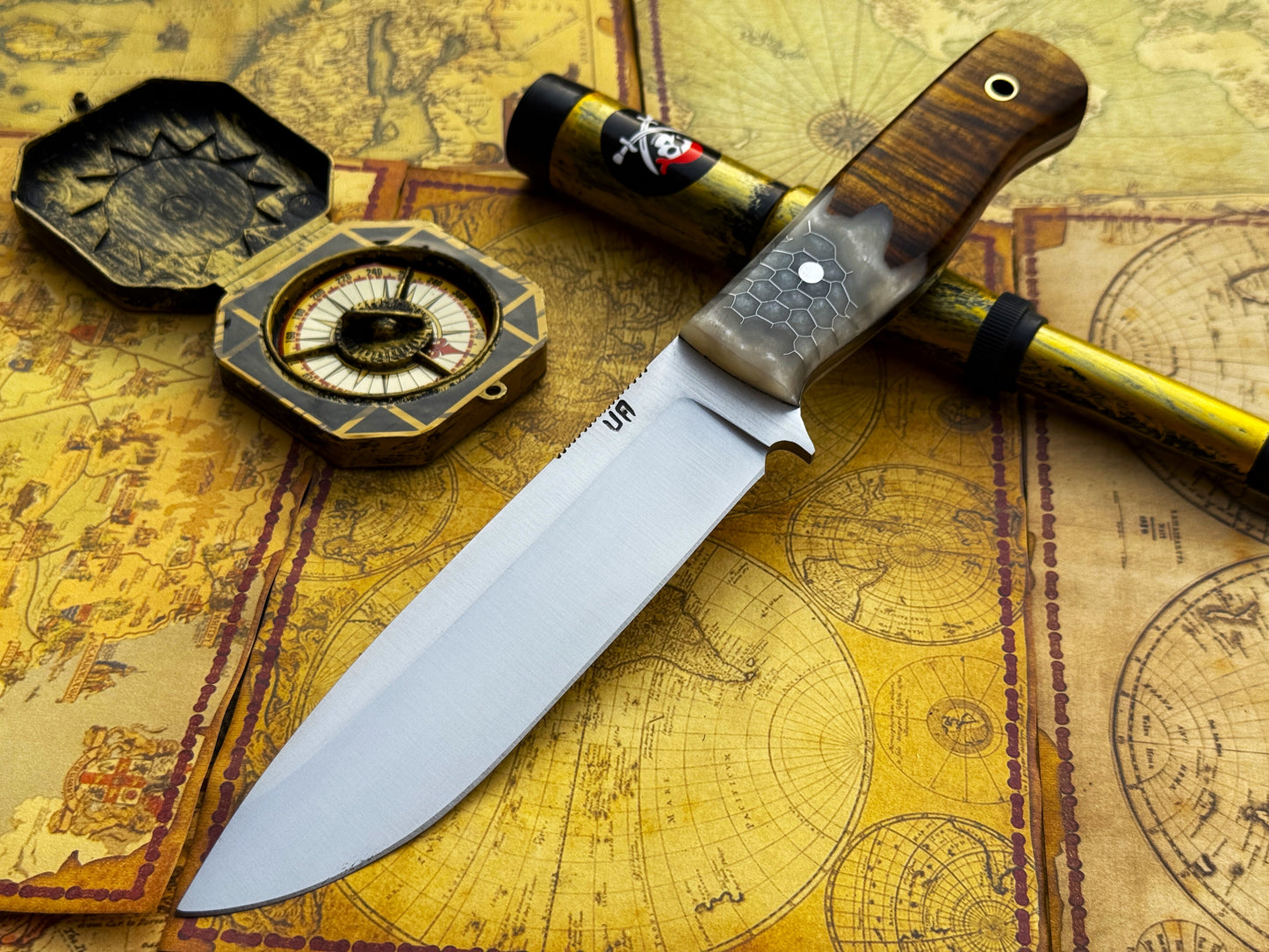 UA Camp Quest - Handmade 12 Inches Camping Knife with Sheath