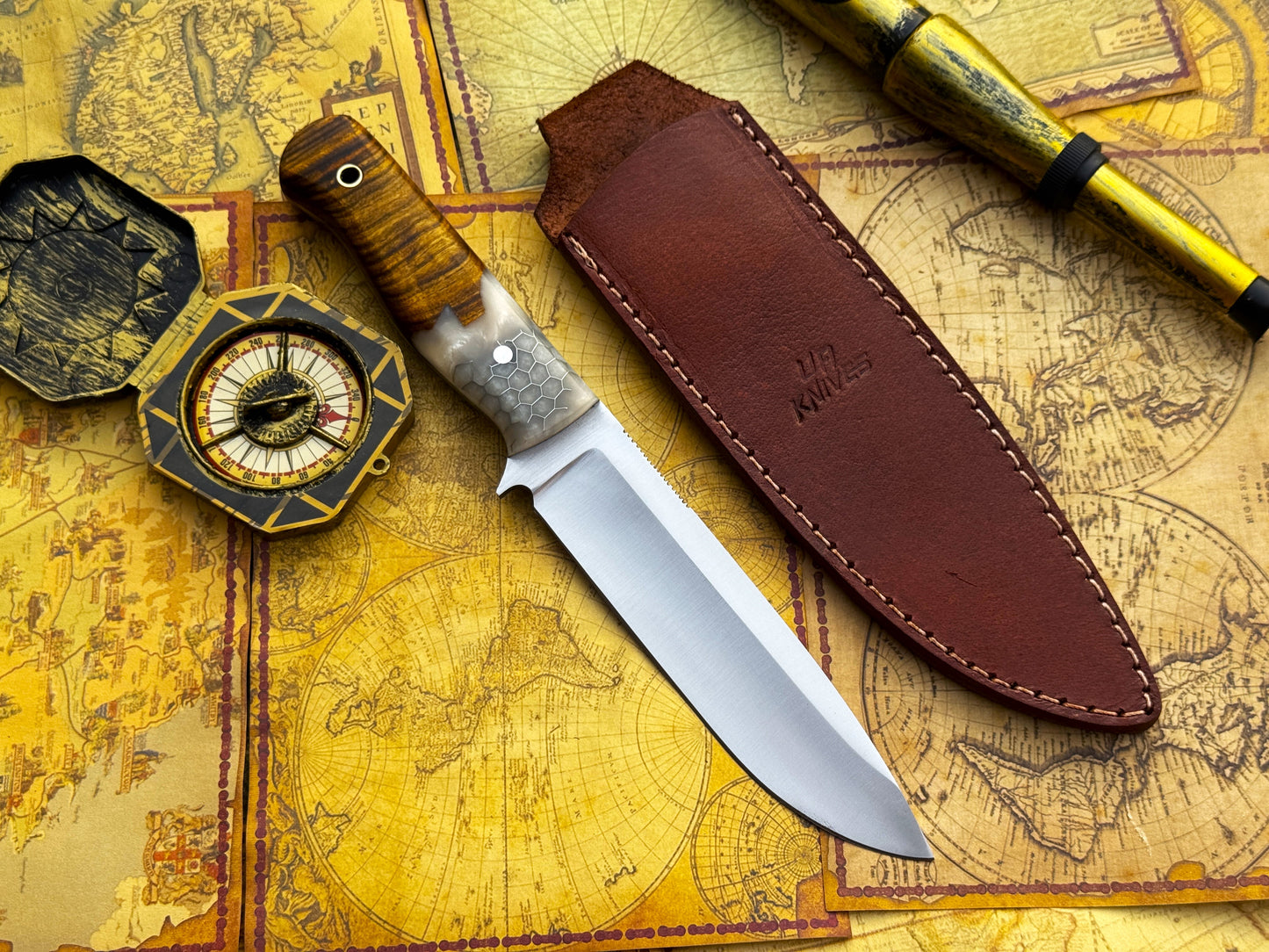 UA Camp Quest - Handmade 12 Inches Camping Knife with Sheath