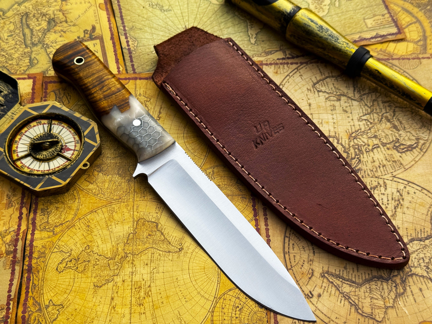 UA Camp Quest - Handmade 12 Inches Camping Knife with Sheath