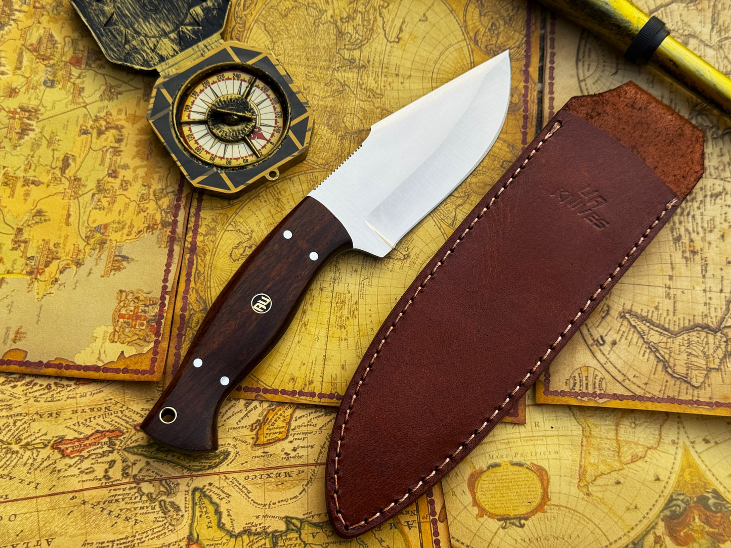 UA Black Thorne - Handmade Fixed Blade Camping Knife Rosewood Handle
