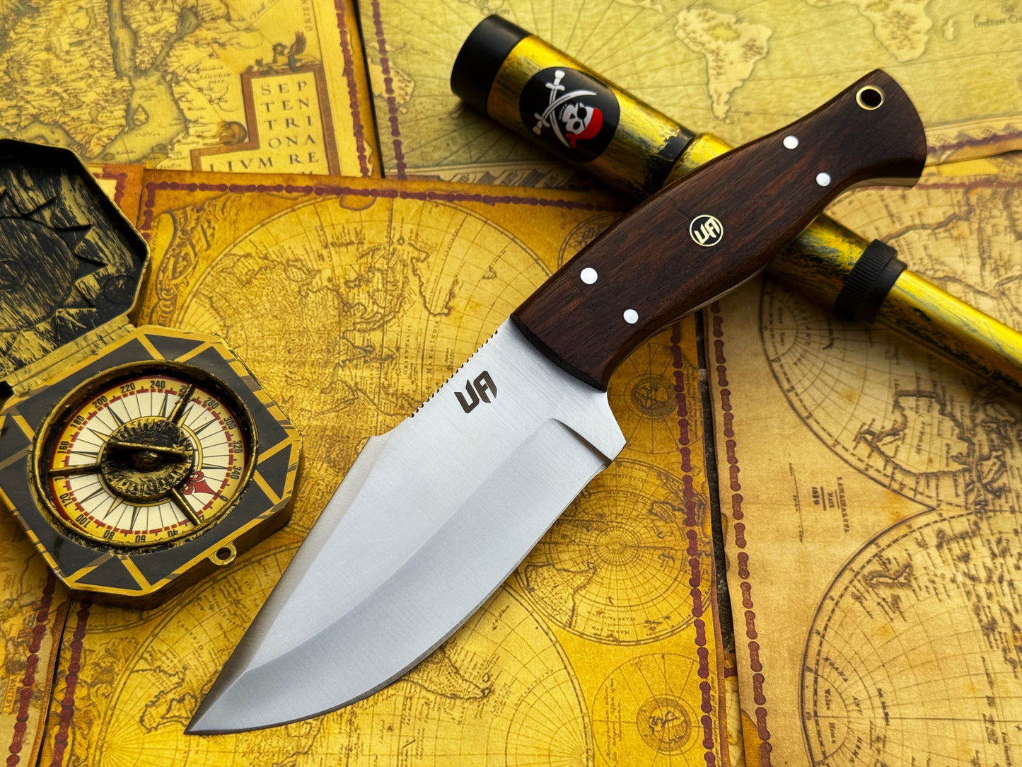 UA Black Thorne - Handmade Fixed Blade Camping Knife Rosewood Handle