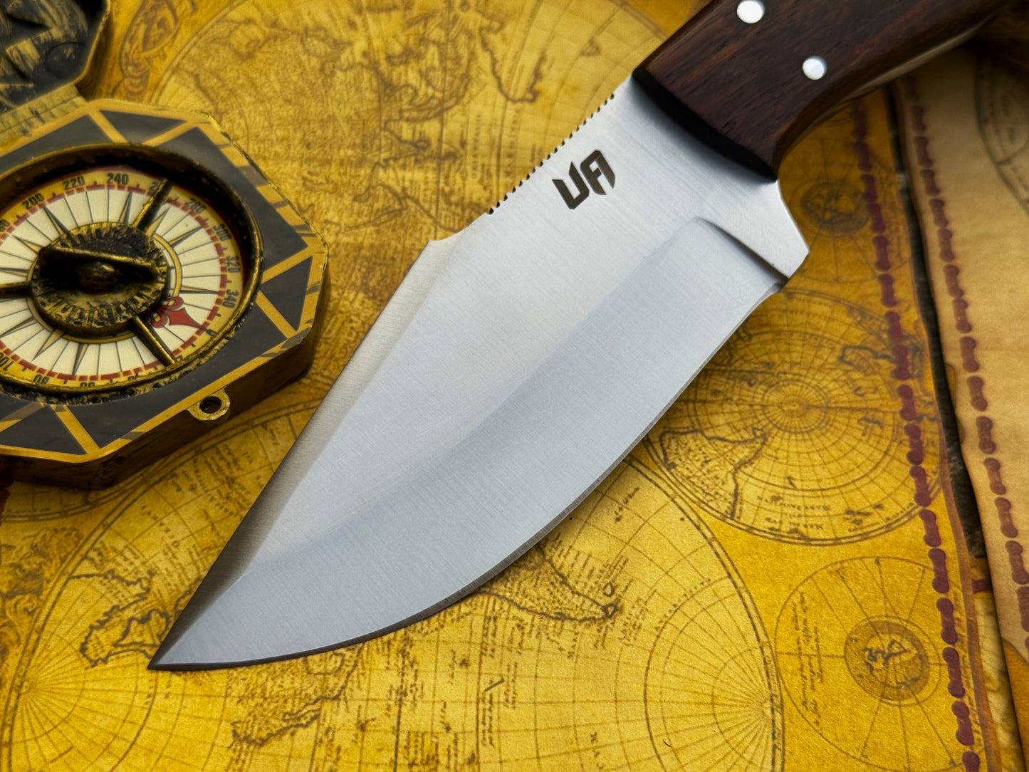UA Black Thorne - Handmade Fixed Blade Camping Knife Rosewood Handle