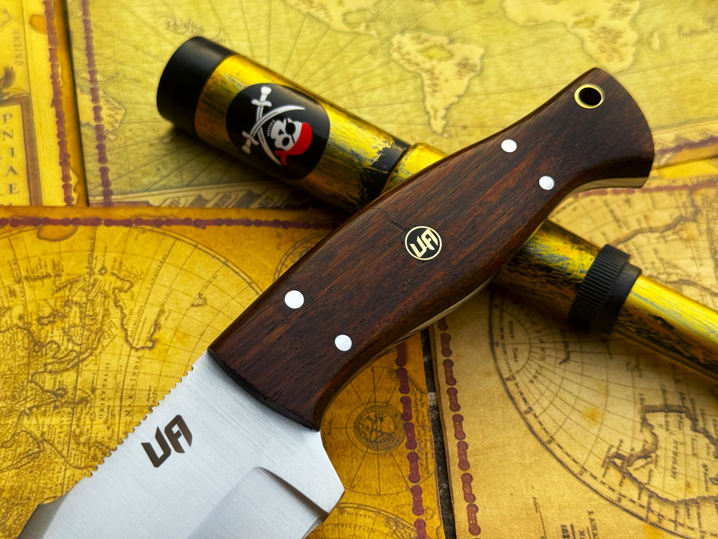 UA Black Thorne - Handmade Fixed Blade Camping Knife Rosewood Handle