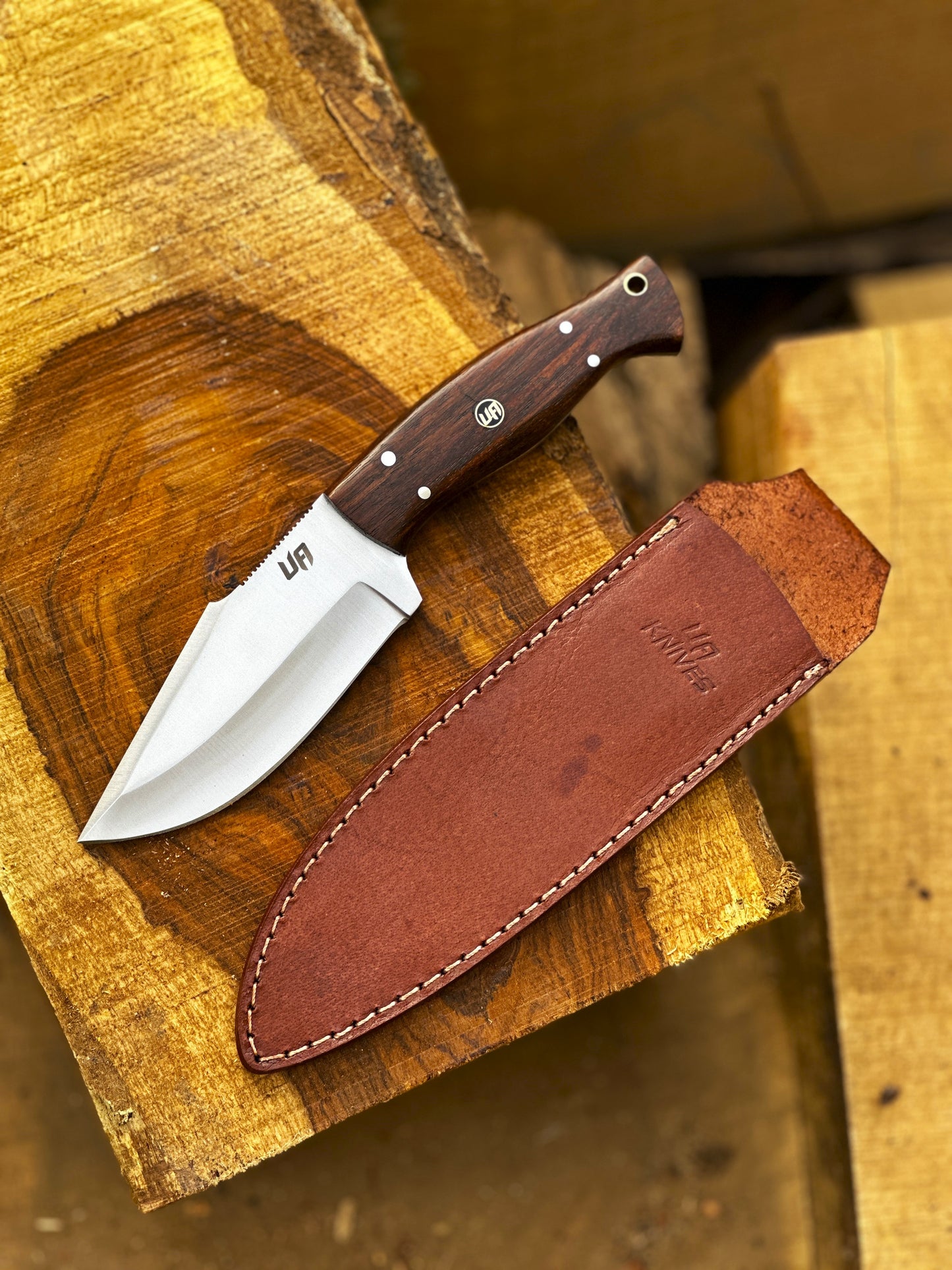 UA Black Thorne - Handmade Fixed Blade Camping Knife Rosewood Handle