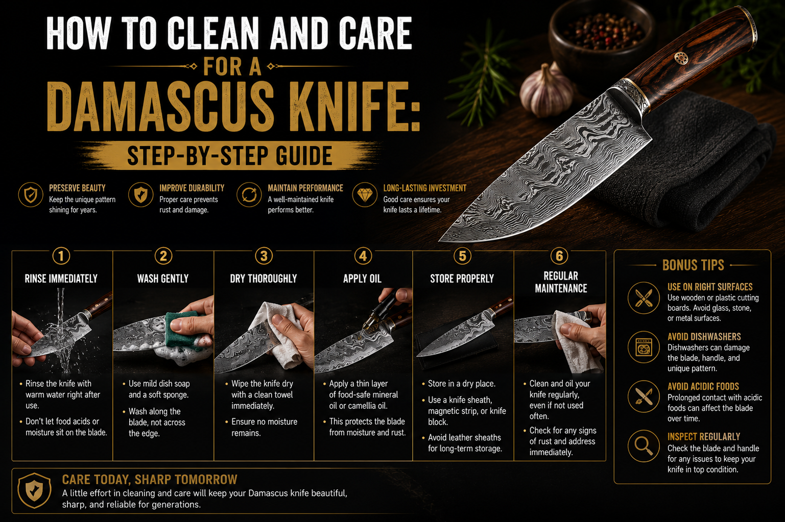 How to Clean and Care for a Damascus Knife: Step-by-Step Guide
