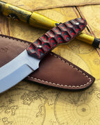 Durable fixed blade hunter knife with ergonomic wood handle