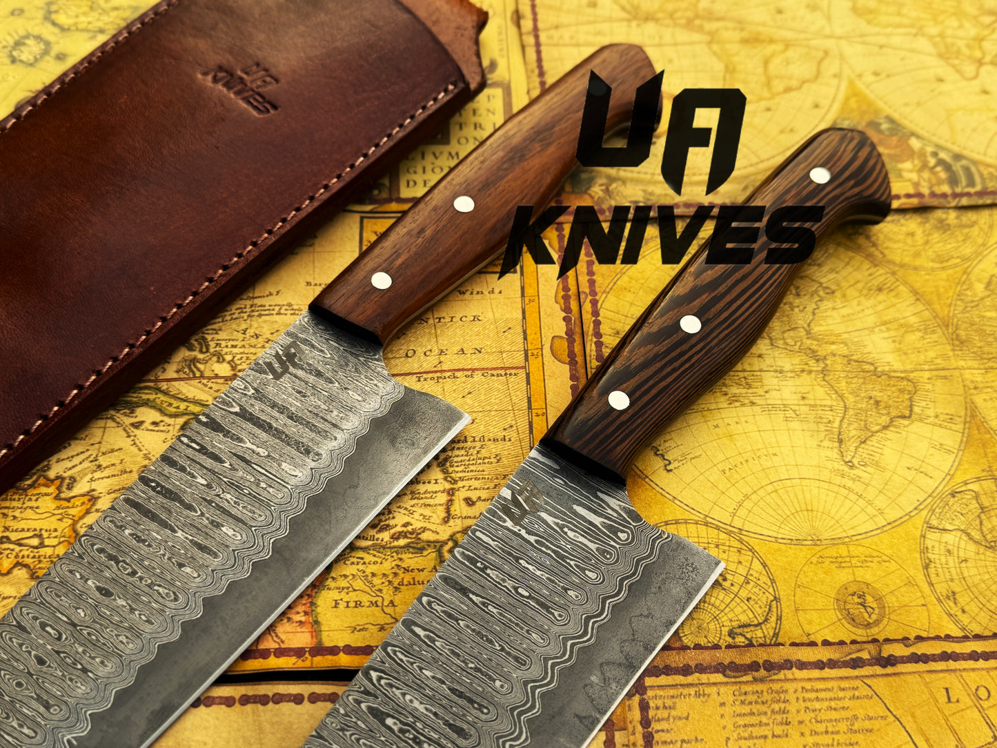 UA Prisma -  Sanmai Damascus Steel Japanese Santuko Chef Knife with Ergonomic Rosewood Handle