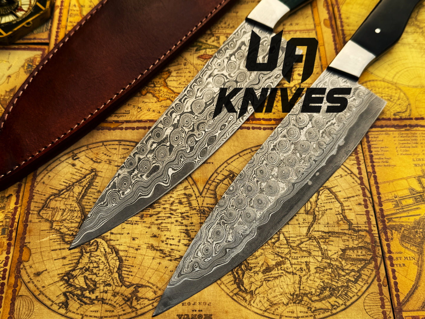 Hand Forged Damascus Steel Full Tang Professional Lightweight Chef Knife with Sheath