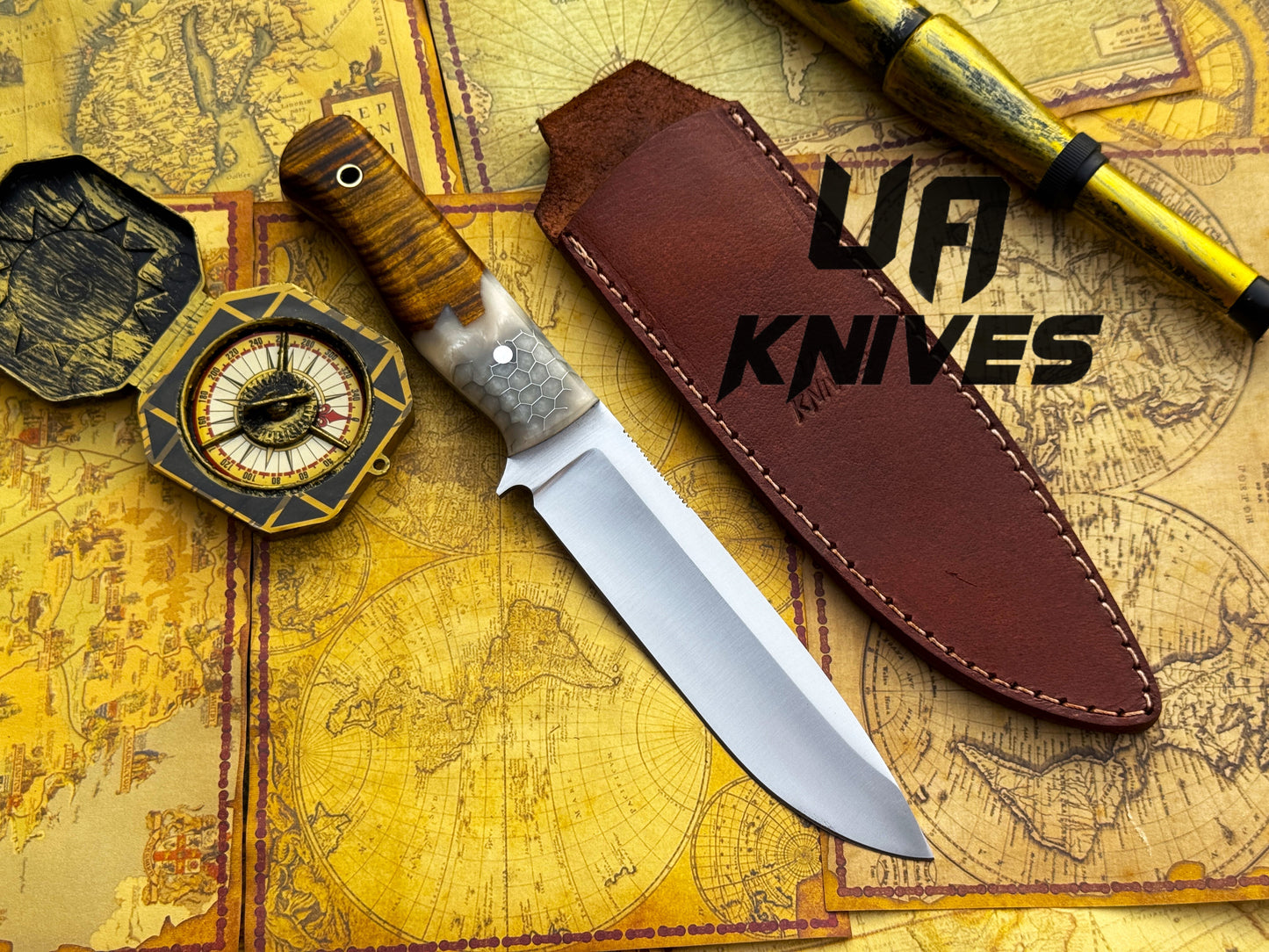 UA Camp Quest - Handmade 12 Inches Camping Knife with Sheath