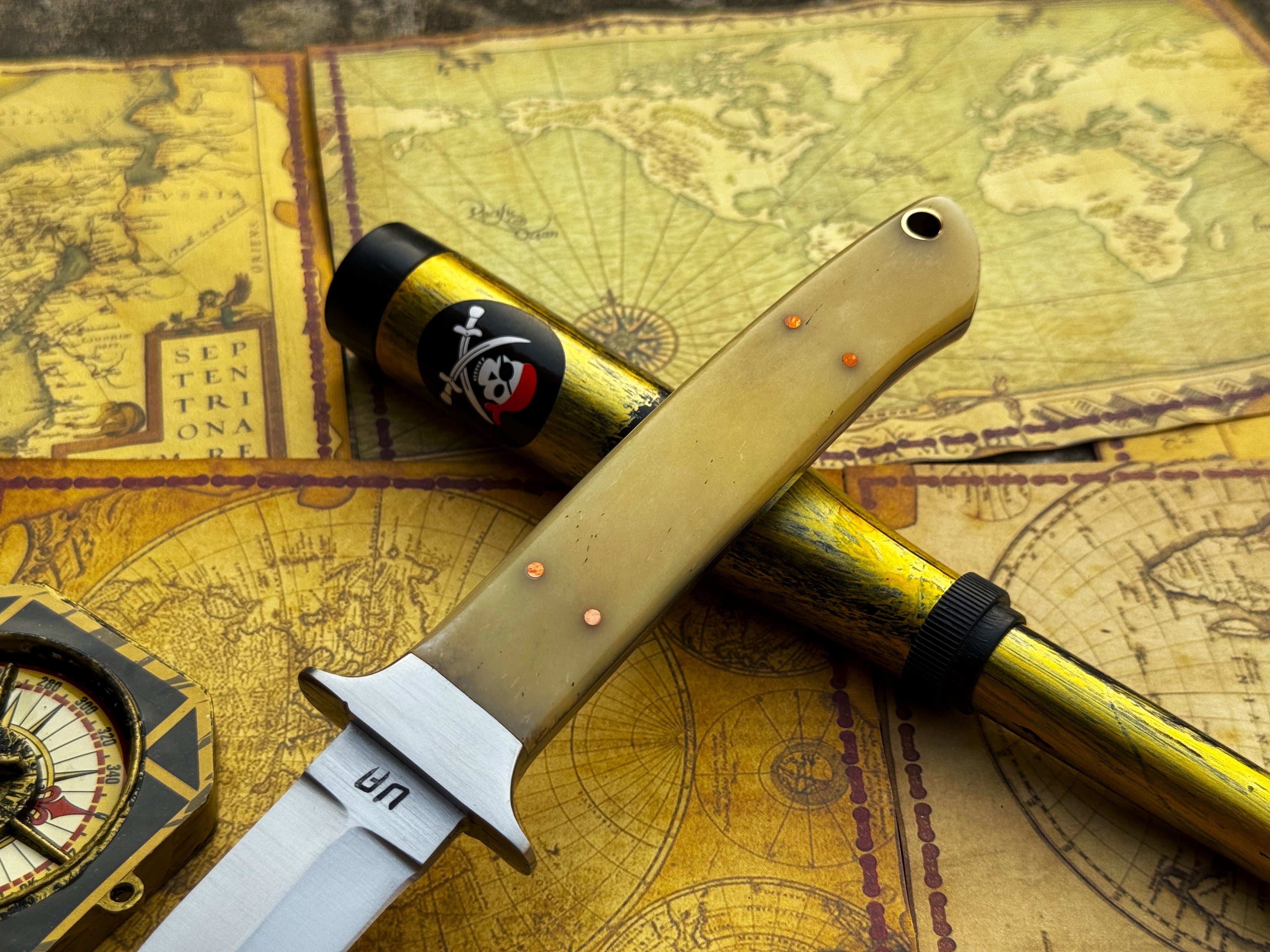 UA Iron Fang stainless steel camping knife with ergonomic handle, ideal for outdoor camping and survival tasks.