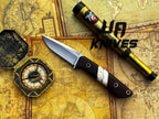 UA Silver Myst stainless steel camping knife with sheath, designed for outdoor survival and camping tasks.