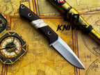 UA Knives Silver Myst stainless steel camping skinning knife with sheath, featuring a sleek design and ergonomic handle.