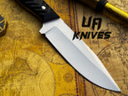 UA Night Stalker hunting knife with 12C27 stainless steel blade, featuring a black handle and durable construction.