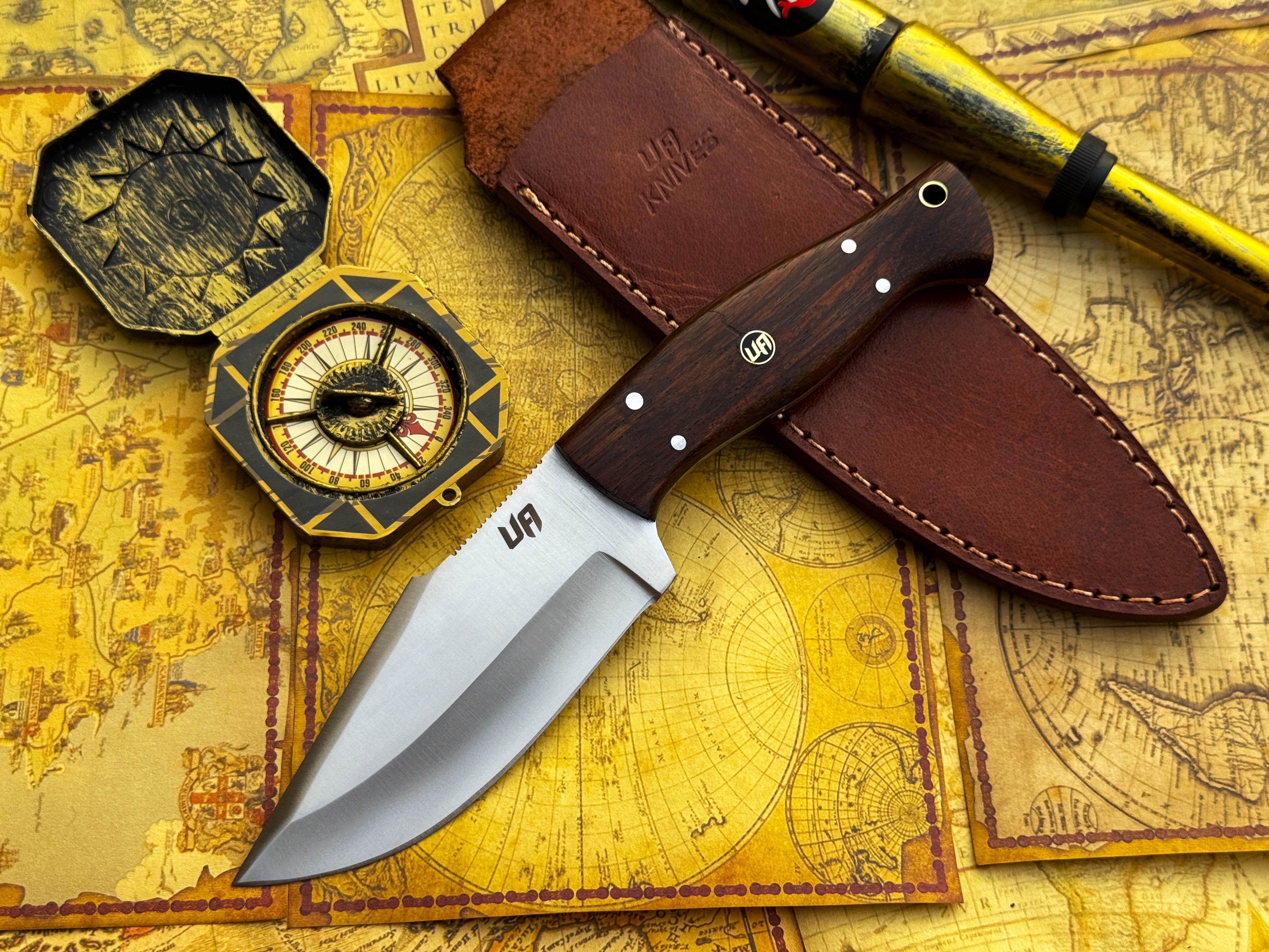 UA Black Thorne - Handmade Fixed Blade Camping Knife Rosewood Handle Main image