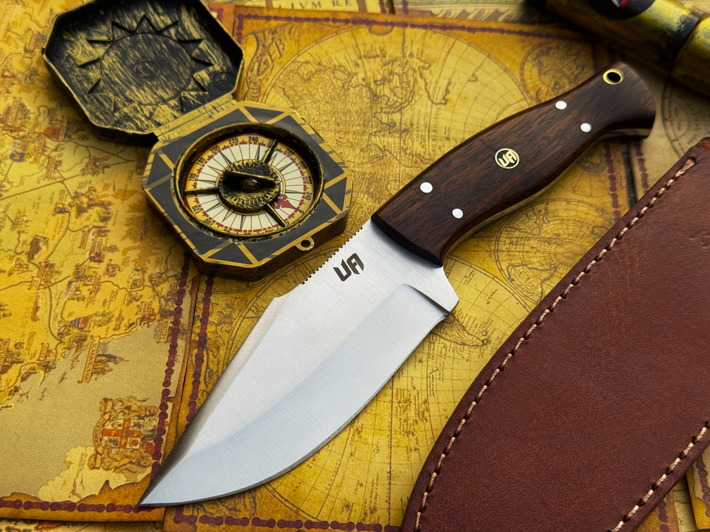 UA Black Thorne - Handmade Fixed Blade Camping Knife Rosewood Handle