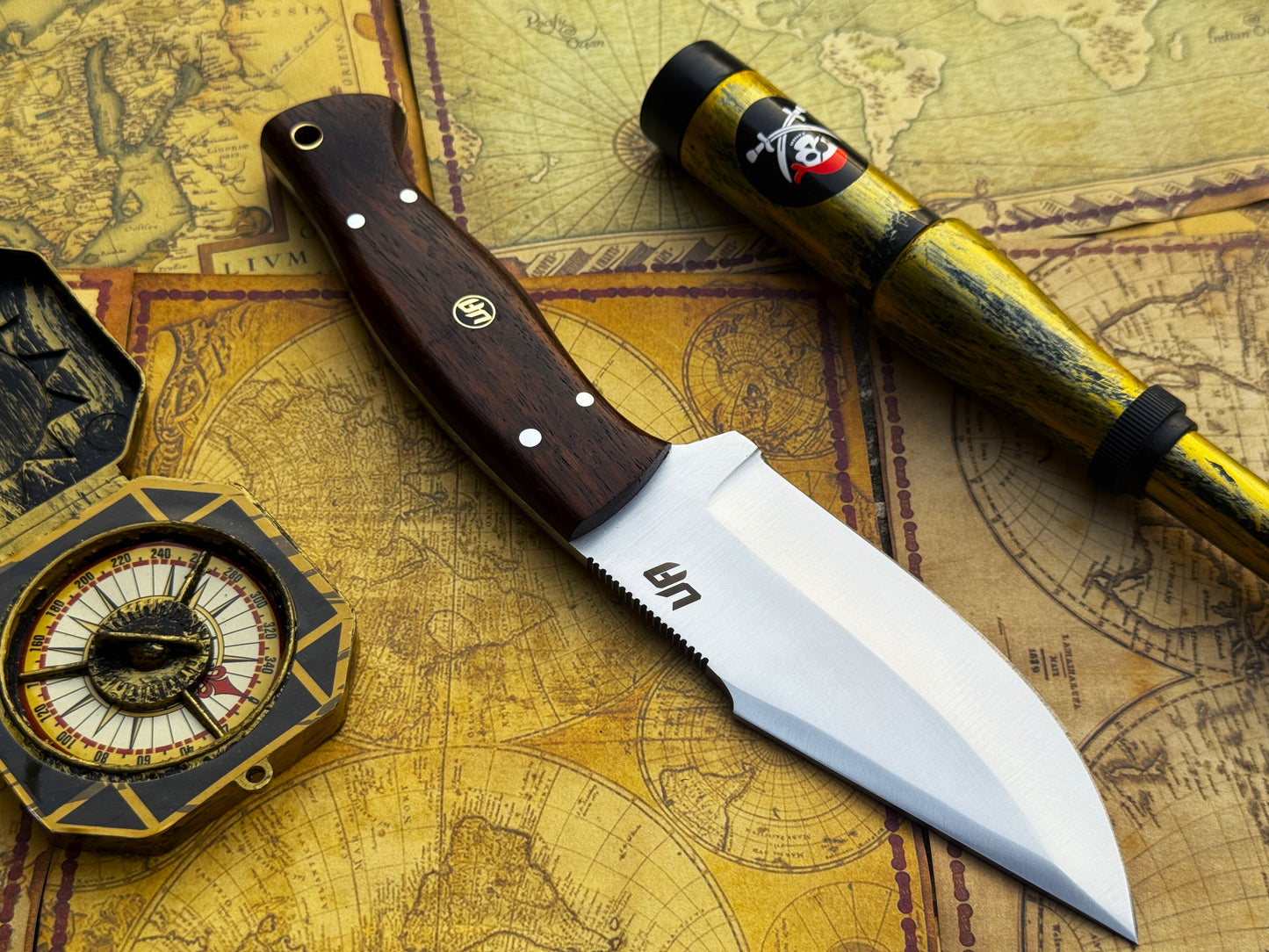 UA Black Thorne - Handmade Fixed Blade Camping Knife Rosewood Handle