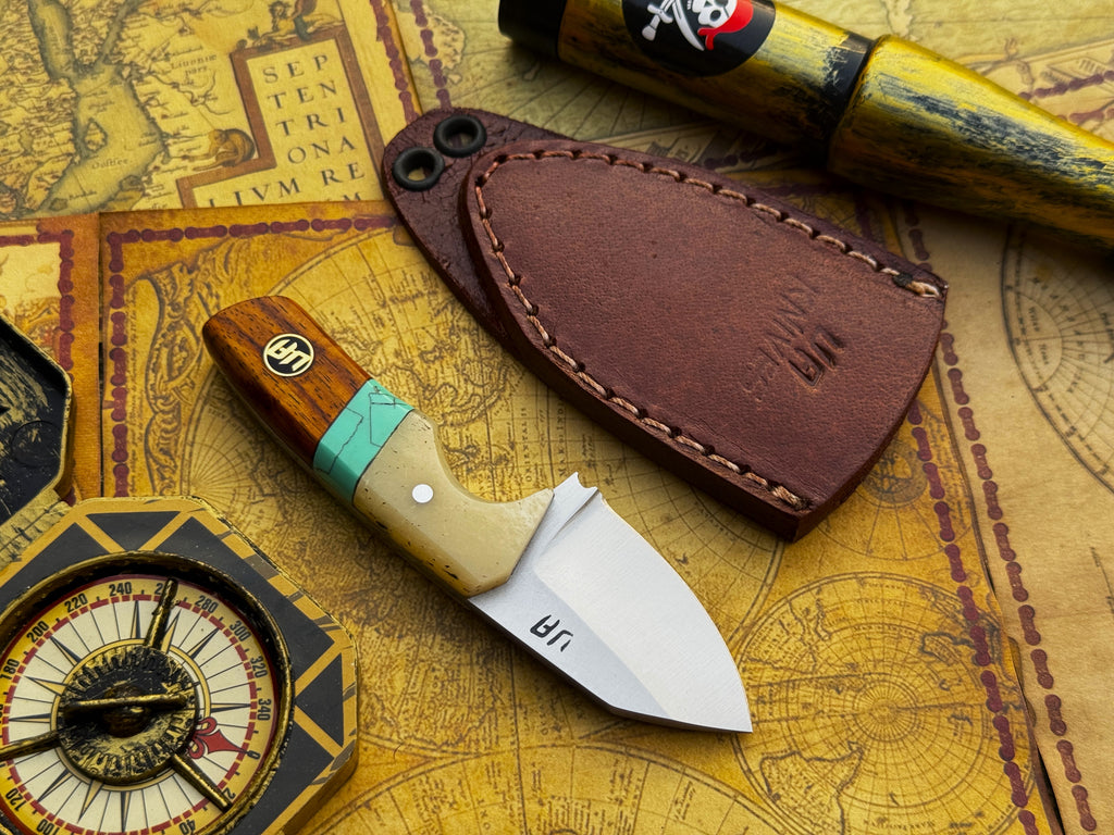 Handmade UA Pocket Protector EDC Utility Knife with black handle and stainless steel blade, designed for everyday carry and utility use.