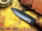 UA Knives True Guide camping knife with hand-forged Scandinavian blade and ergonomic rosewood handle, ideal for bushcraft.