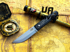 UA Eagle Eye camping knife by UA Knives, hand-forged stainless steel EDC knife with sheath, showcasing its full tang design.