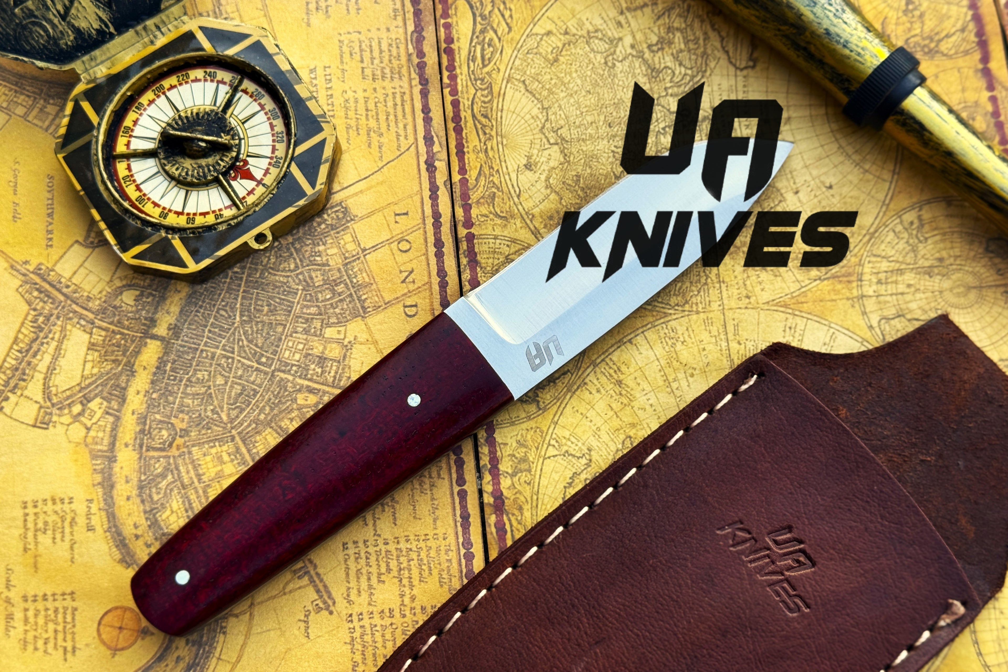 UA Horizon camping knife with G10 Micarta handle, handmade 12C27 stainless steel skinner knife for outdoor use