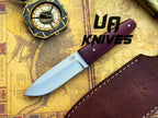 UA Horizon handmade camping knife with 12C27 stainless steel skinner blade and G10 Micarta handle, ideal for outdoor use.