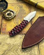 stainless steel hunting knife with leather sheath